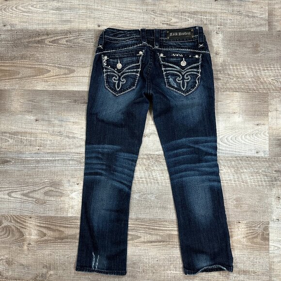 Rock Revival Stephanie Easy Crop - Sz 27 - Buckle - Bling Pockets - Picture 1 of 11